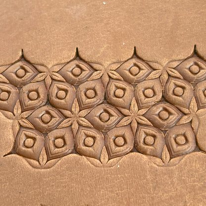 Diamond Cluster Geometric leather stamp LT104 — pattern imprint on veg-tan leather