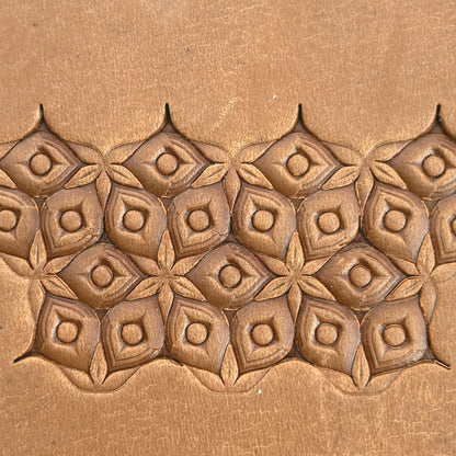 Diamond Cluster Geometric leather stamp LT104 — pattern imprint on veg-tan leather