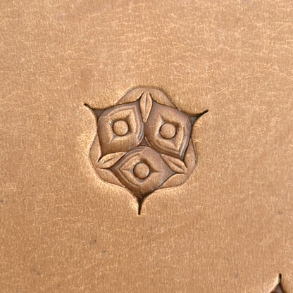 Diamond Cluster Geometric leather stamp LT104 — single impression on veg-tan leather