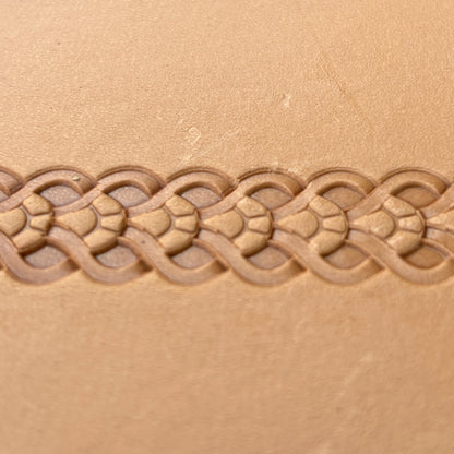 Celtic Knot leather stamp LT106 — single impression on veg-tan leather