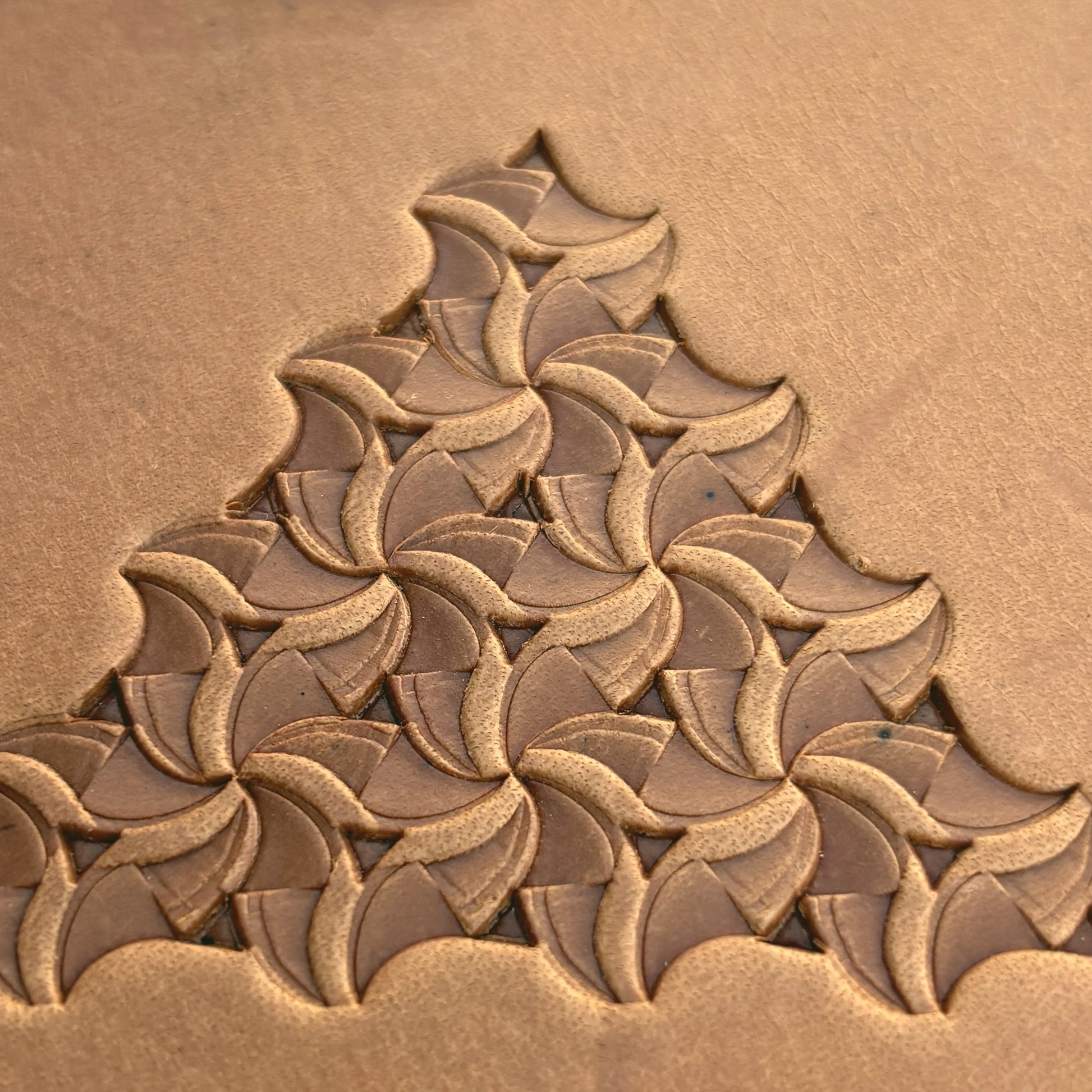Abstract Motif Geometric leather stamp LT107 — pattern imprint on veg-tan leather