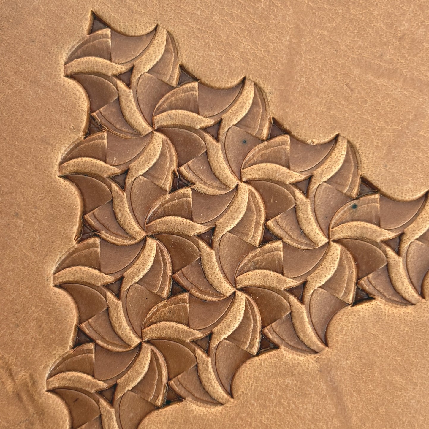 Abstract Motif Geometric leather stamp LT107 — pattern imprint on veg-tan leather