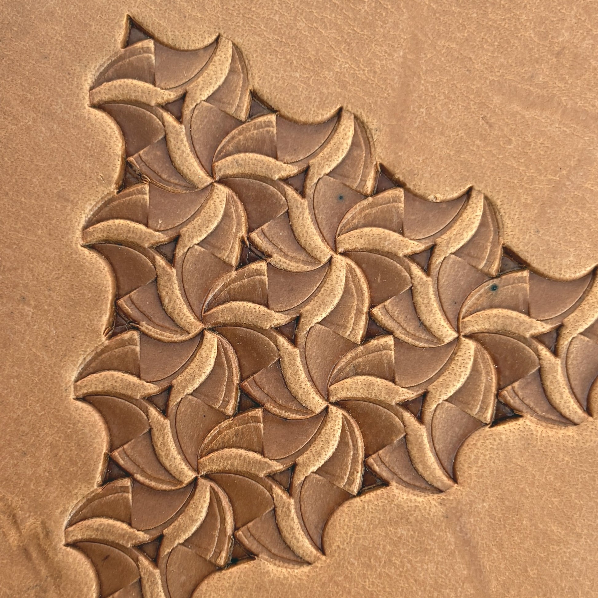 Abstract Motif Geometric leather stamp LT107 — pattern imprint on veg-tan leather