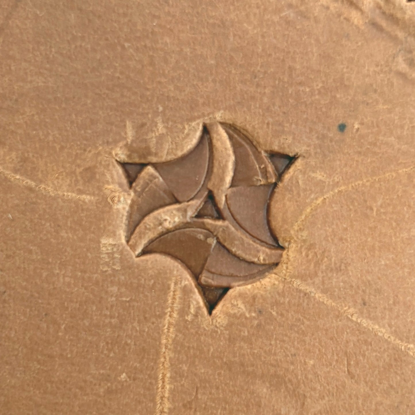Abstract Motif Geometric leather stamp LT107 — single impression on veg-tan leather