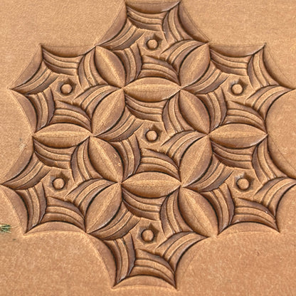 Web Geometric leather stamp LT110 — pattern imprint on veg-tan leather