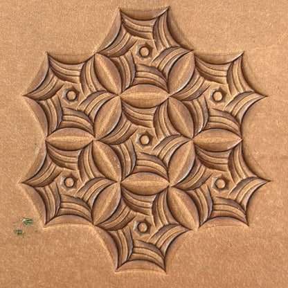 Web Geometric leather stamp LT110 — pattern imprint on veg-tan leather