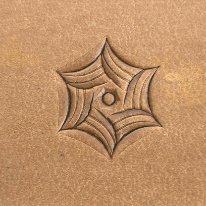 Web Geometric leather stamp LT110 — single impression on veg-tan leather