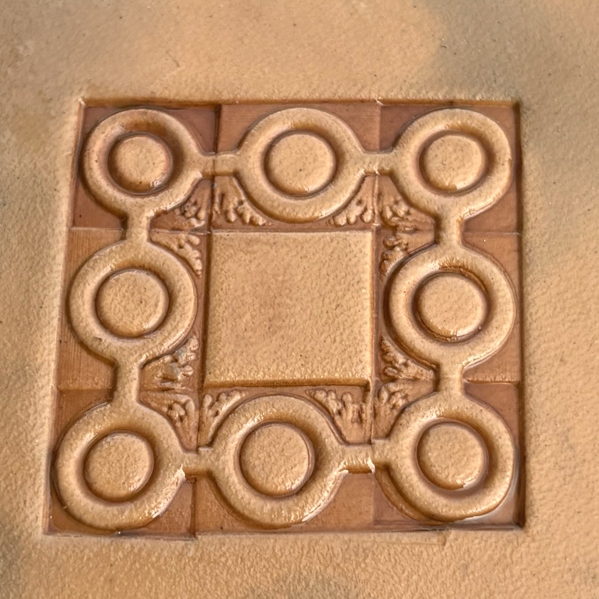 Geometric leather stamp LT111 — pattern imprint on veg-tan leather