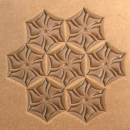 Star Tile Geometric leather stamp LT112 — pattern imprint on veg-tan leather