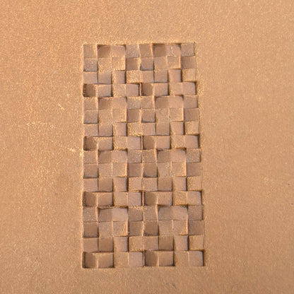 Basket Weave leather stamp LT113 — pattern imprint on veg-tan leather
