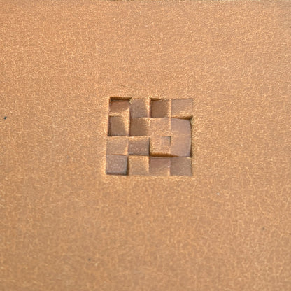 Basket Weave leather stamp LT113 — single impression on veg-tan leather