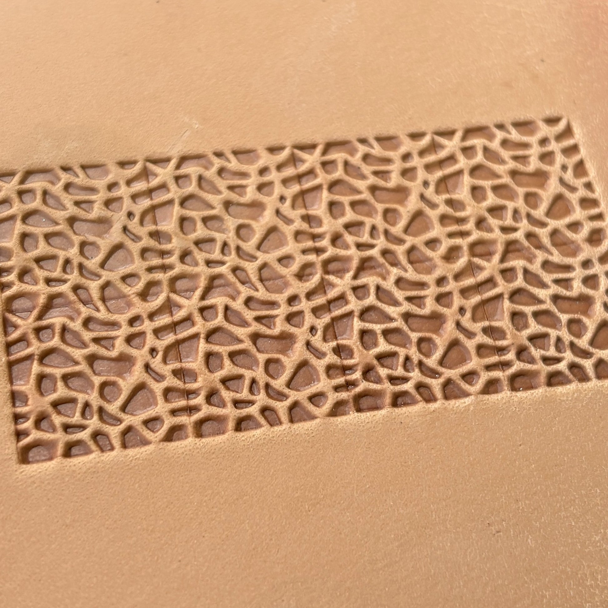 Mosaic Texture leather stamp LT114 — pattern imprint on veg-tan leather