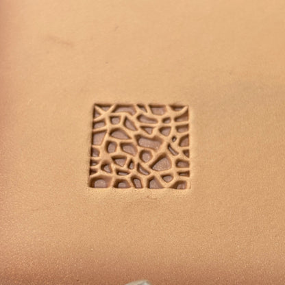 Mosaic Texture leather stamp LT114 — single impression on veg-tan leather