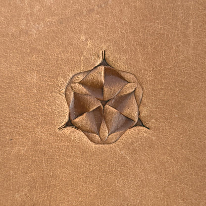Star Grid Geometric leather stamp LT115 — single impression on veg-tan leather