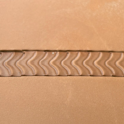 Wavy Line leather stamp LT116 — pattern imprint on veg-tan leather