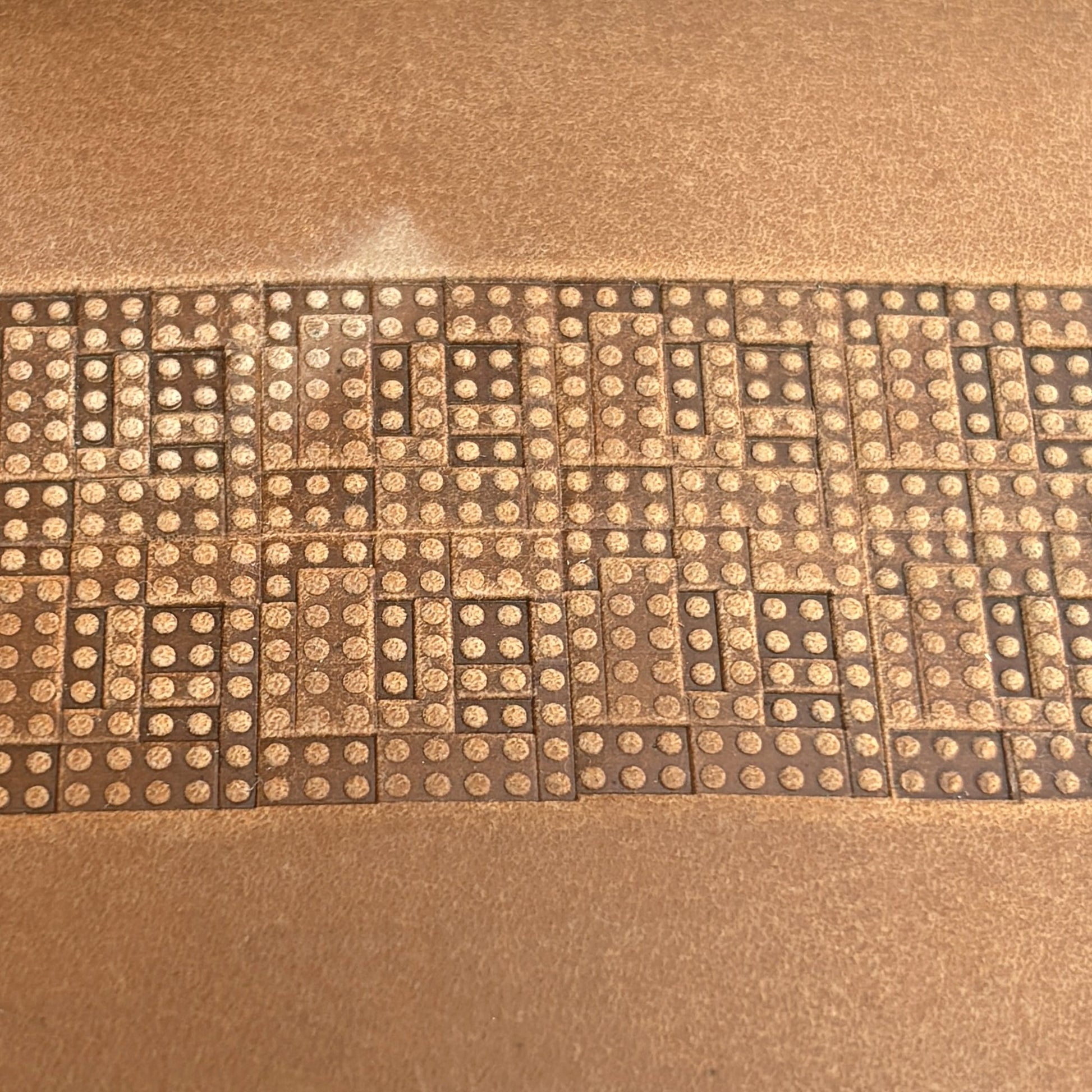 Geometric leather stamp LT118 — pattern imprint on veg-tan leather