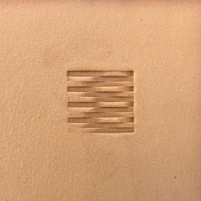 Modern Lines Basket Weave leather stamp LT119 — single impression on veg-tan leather