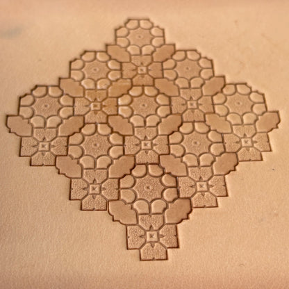 Mosaic Geometric leather stamp LT120 — pattern imprint on veg-tan leather