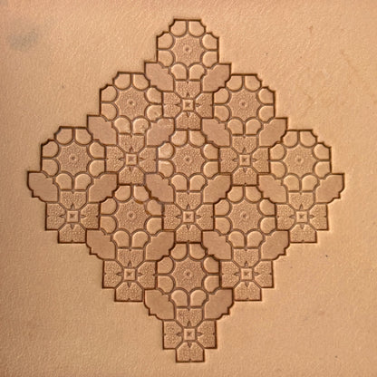 Mosaic Geometric leather stamp LT120 — pattern imprint on veg-tan leather