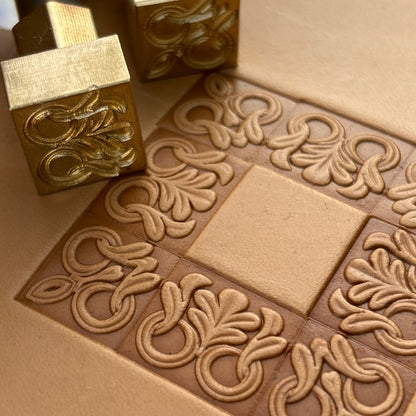 Ornamental leather stamp LT121 — pattern imprint on veg-tan leather