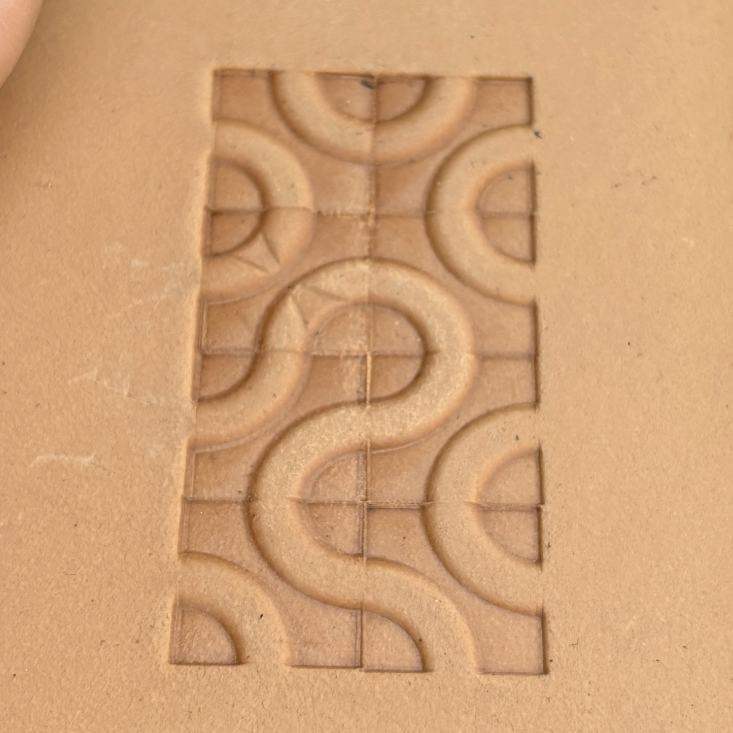 Geometric leather stamp LT122 — pattern imprint on veg-tan leather