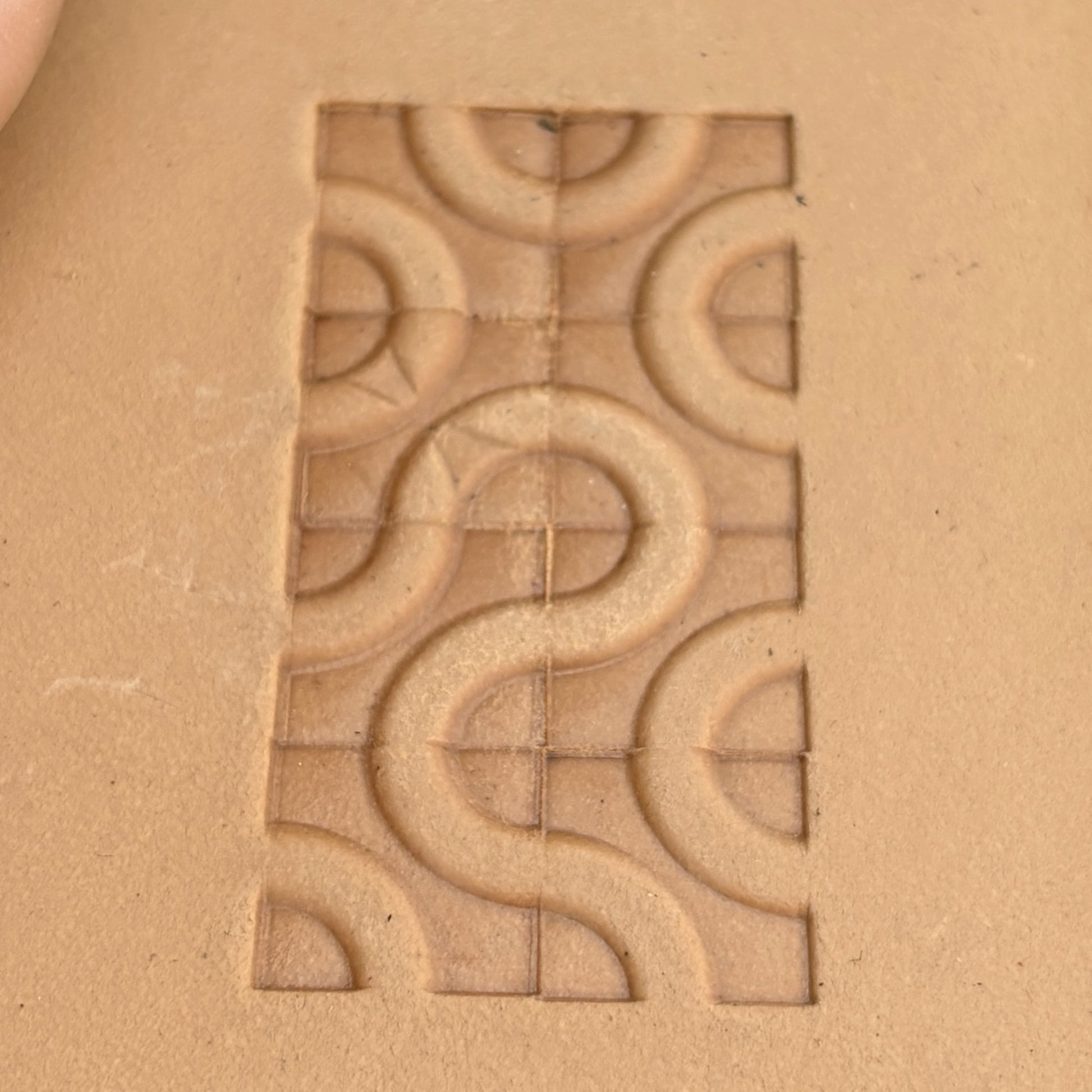 Geometric leather stamp LT122 — pattern imprint on veg-tan leather
