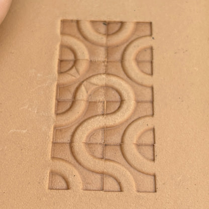 Geometric leather stamp LT122 — pattern imprint on veg-tan leather