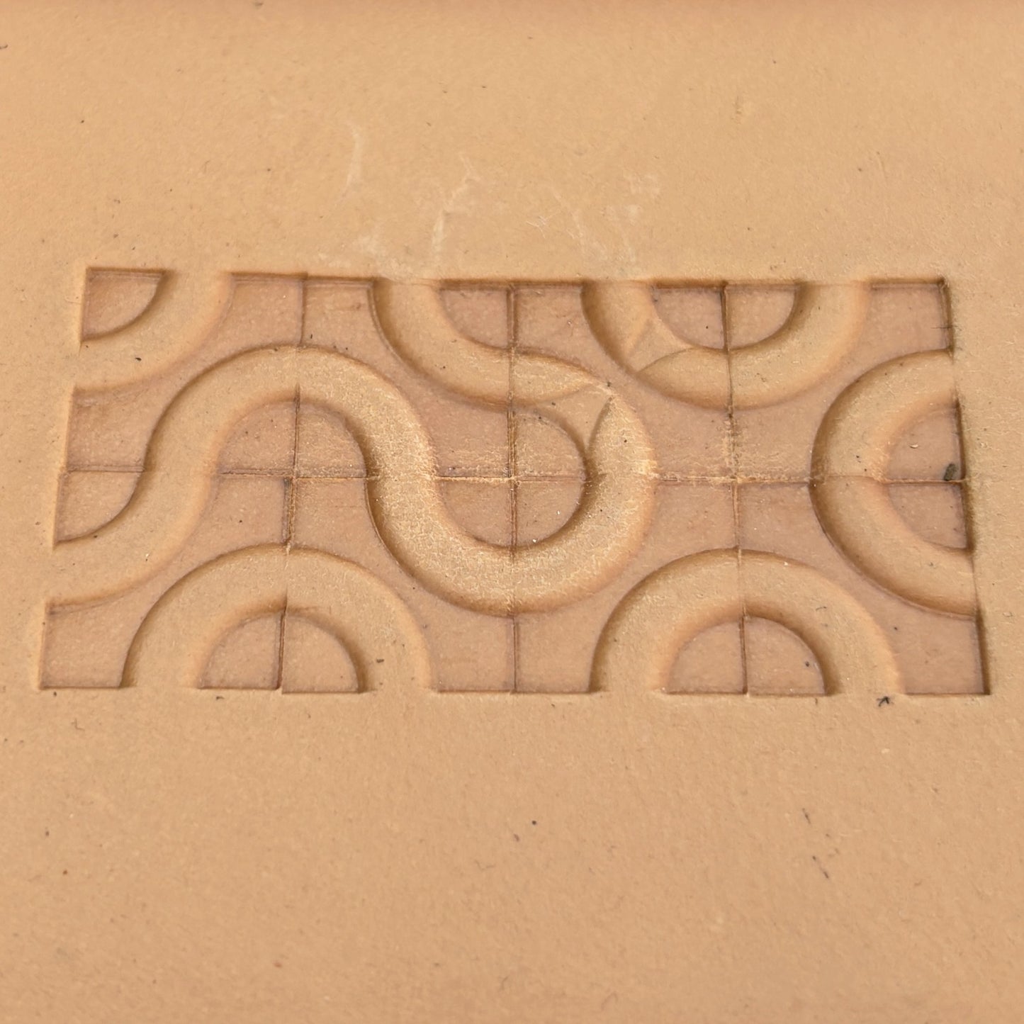 Geometric leather stamp LT122 — pattern imprint on veg-tan leather