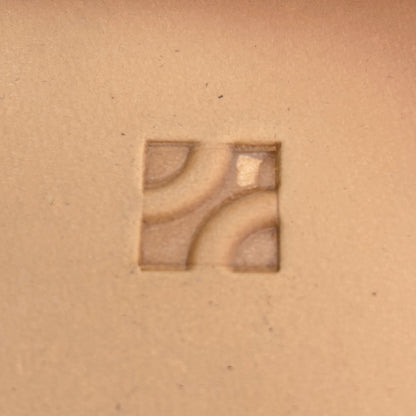 Geometric leather stamp LT122 — single impression on veg-tan leather