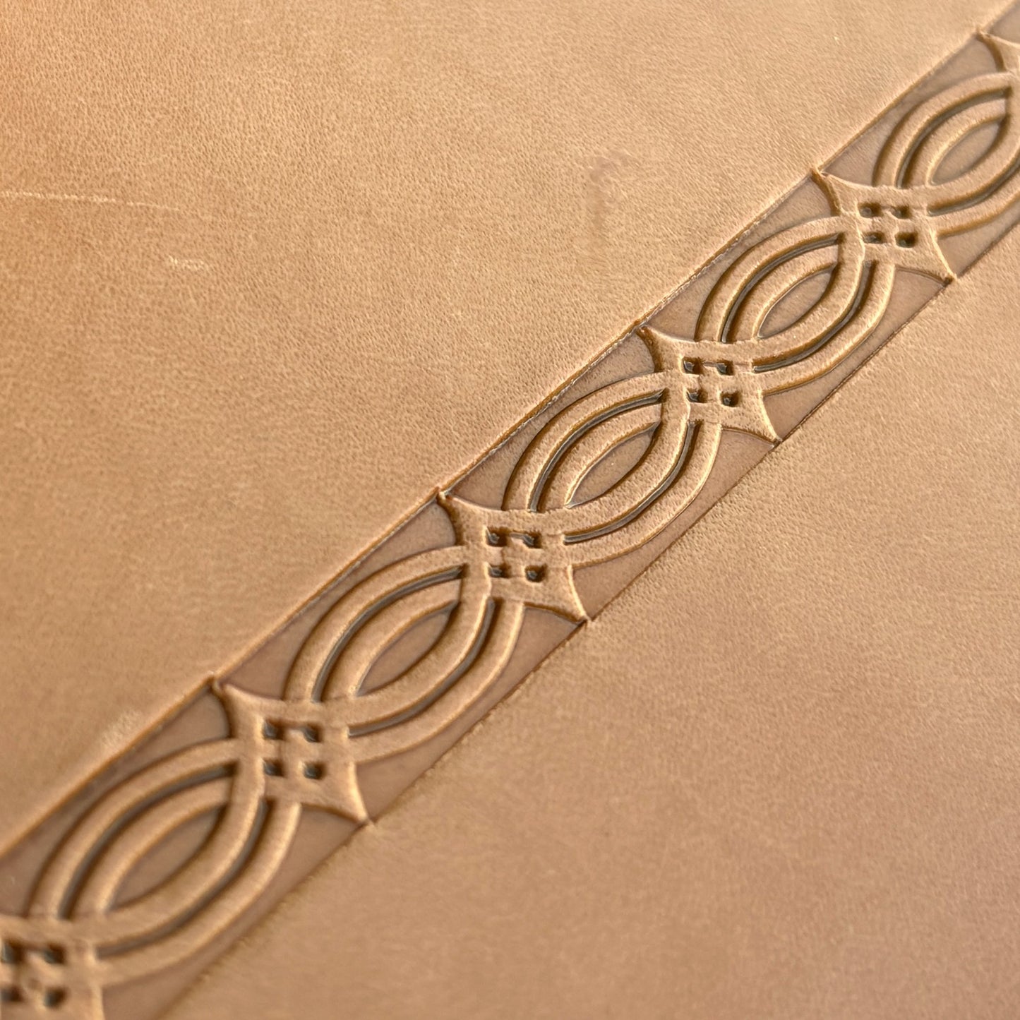 Geometric leather stamp LT125 — pattern imprint on veg-tan leather