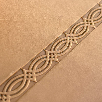 Geometric leather stamp LT125 — pattern imprint on veg-tan leather