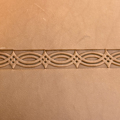 Geometric leather stamp LT125 — pattern imprint on veg-tan leather