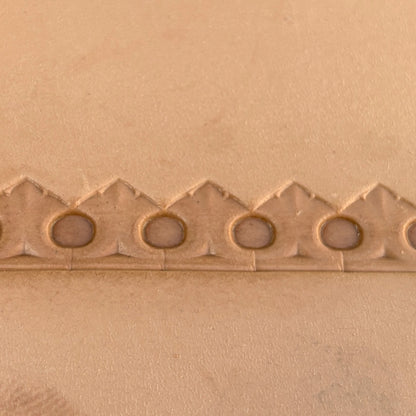 Circle Border leather stamp LT126 — imprint on natural veg-tan leather