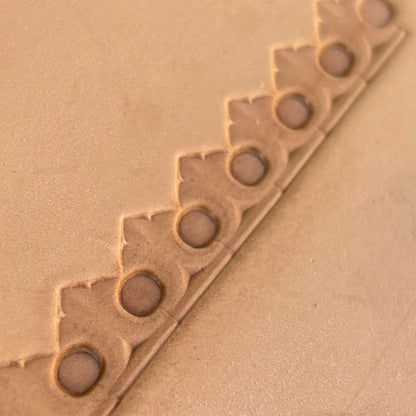 Circle Border leather stamp LT126 — pattern imprint on veg-tan leather