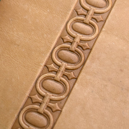 Geometric leather stamp LT127 — pattern imprint on veg-tan leather