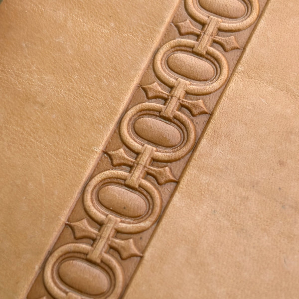 Geometric leather stamp LT127 — pattern imprint on veg-tan leather