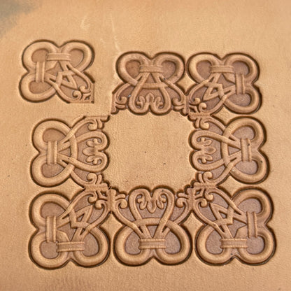 Geometric leather stamp LT128 — pattern imprint on veg-tan leather