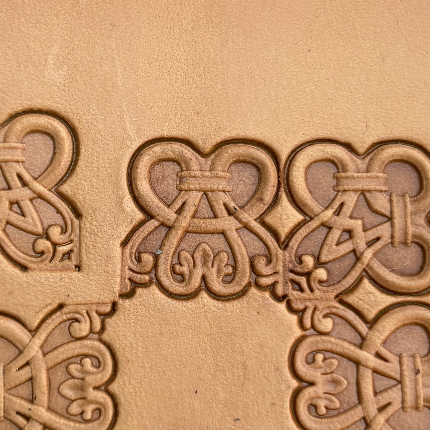 Geometric leather stamp LT128 — pattern imprint on veg-tan leather