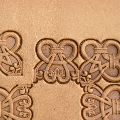 Geometric leather stamp LT128 — pattern imprint on veg-tan leather