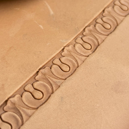 Ornate leather stamp LT129 — pattern imprint on veg-tan leather