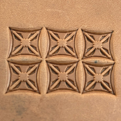 Star Grid Geometric leather stamp LT130 — pattern imprint on veg-tan leather