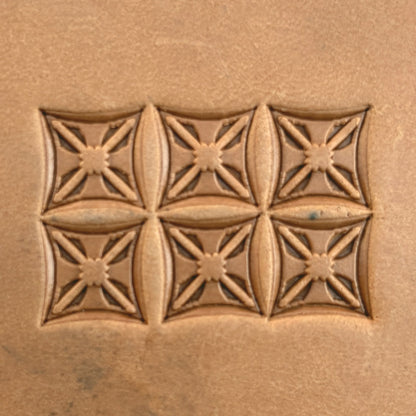 Star Grid Geometric leather stamp LT130 — pattern imprint on veg-tan leather