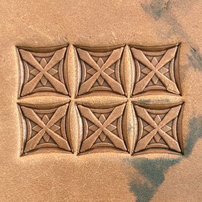 Cross Lattice Geometric leather stamp LT131 — pattern imprint on veg-tan leather