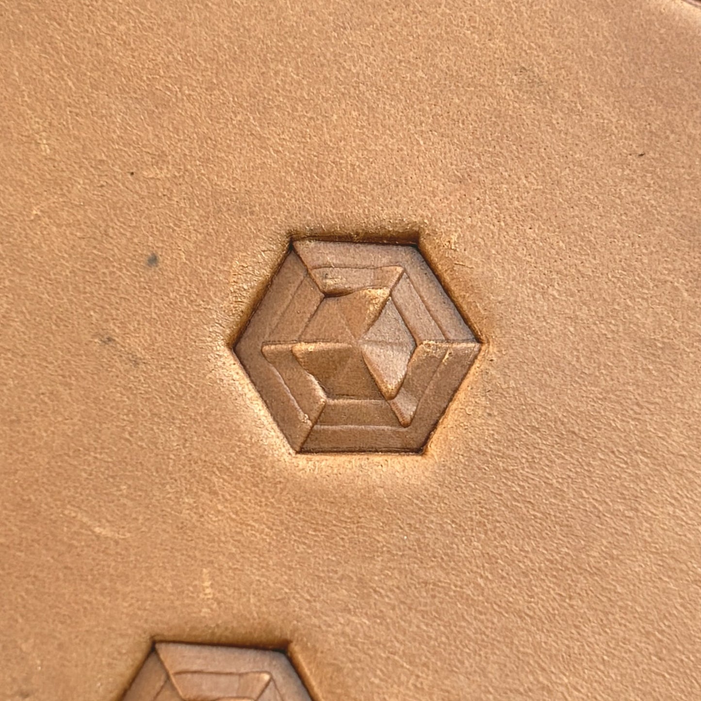 Hexagon Cube Geometric leather stamp LT132 — pattern imprint on veg-tan leather