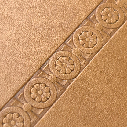 Flower leather stamp LT134 — imprint on natural veg-tan leather