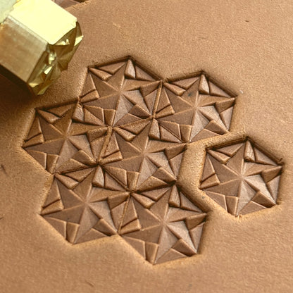 Star Mosaic Geometric leather stamp LT135 — pattern imprint on veg-tan leather