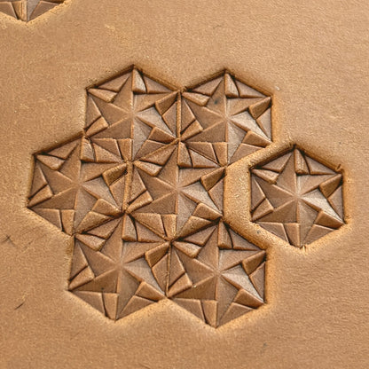 Star Mosaic Geometric leather stamp LT135 — pattern imprint on veg-tan leather