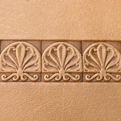Fleur leather stamp LT136 — pattern imprint on veg-tan leather