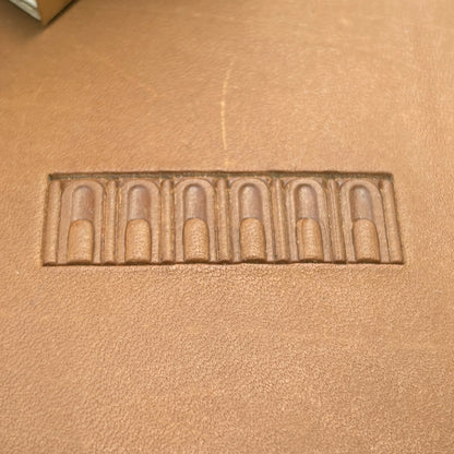 Arch Border Geometric leather stamp LT137 — pattern imprint on veg-tan leather