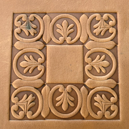 Leaf leather stamp LT140 — pattern imprint on veg-tan leather